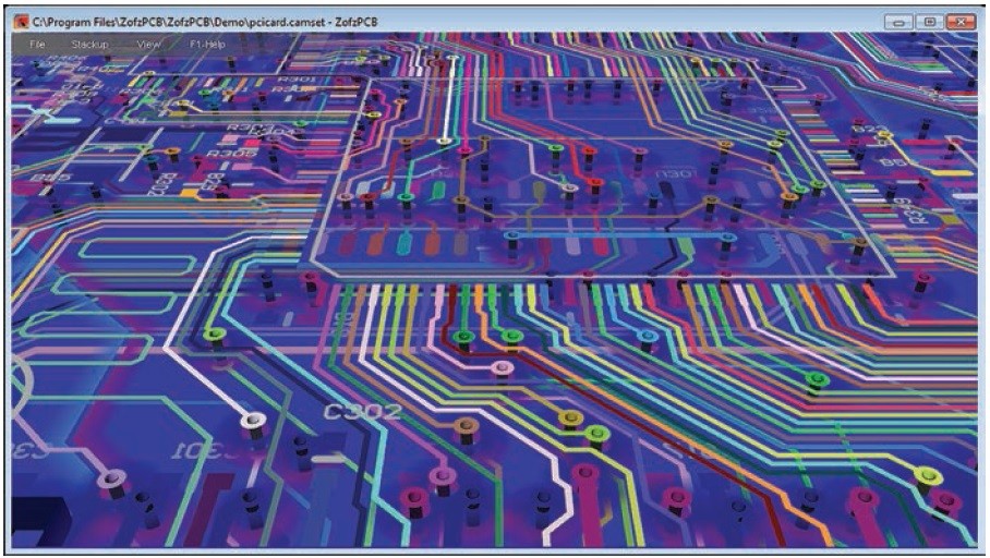 Obr. 4 ZofzPCB Gerber Viewer – 3D zobrazení Gerber dat